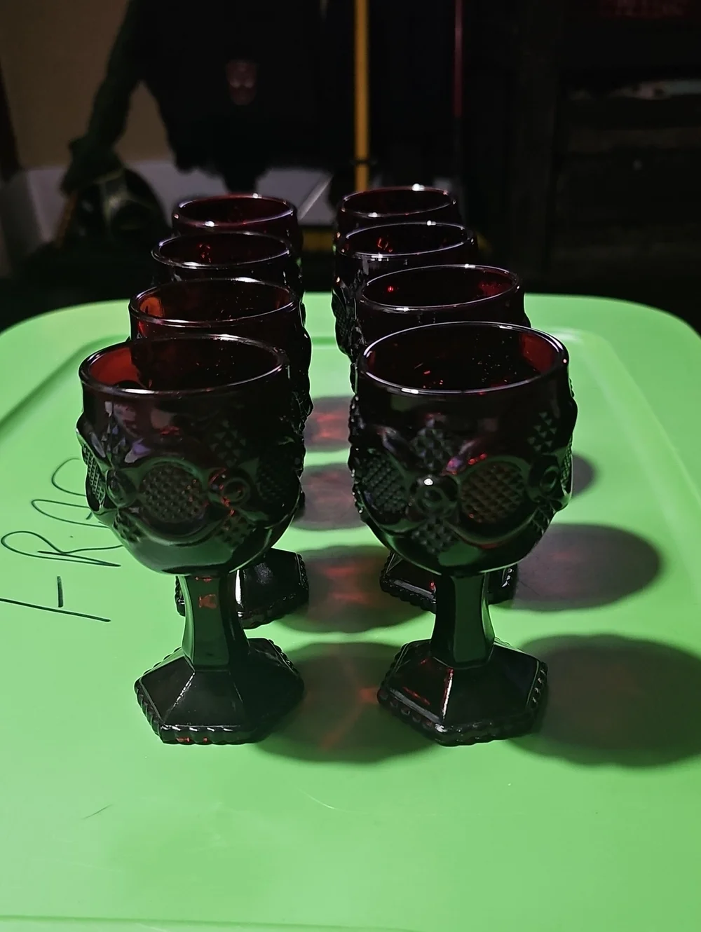 Set of 8 Ruby Red Goblet Glasses Avon